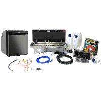 Dometic Smev 9722 Hob and Sink, CRX50 Fridge & Sargent EC160 Van Conversion Kit 2 with a Bulkhead regulator and Cold tap option