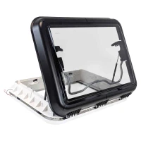 Adventurer 700mm x 500mm Skylight Roof Vent Black Trim for Campervan with LED Lights (AD700500VF-B)