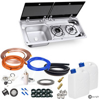 Dometic combi sink and gas burner cooker with water tanks, tap and pump Dometic combi sink and gas burner cooker with water tanks, tap and pump