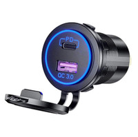 12V LED Campervan Outlet USB and C Type Charging Port