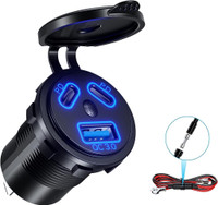 12V LED Campervan Outlet USB and Dual C Type Charging Port