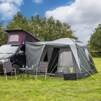 Outdoor Revolution Cayman Air Driveaway Awning fully displayed to a motorhome