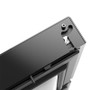 A close up of the patented dual hinge system as found on the Dometic RMD 10.5P absorption fridge freezer with its 2-way locking system for additional security of the contents during transit
