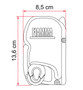 Dimensions for F45i Awning End Cap Fiamma