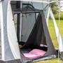  Swift / Dash Inner Tent shown clipped to a awning, open revealing a bed mat inside. 