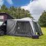 Outdoor Revolution Cayman Air Driveaway Awning fully displayed to a motorhome windowed panels