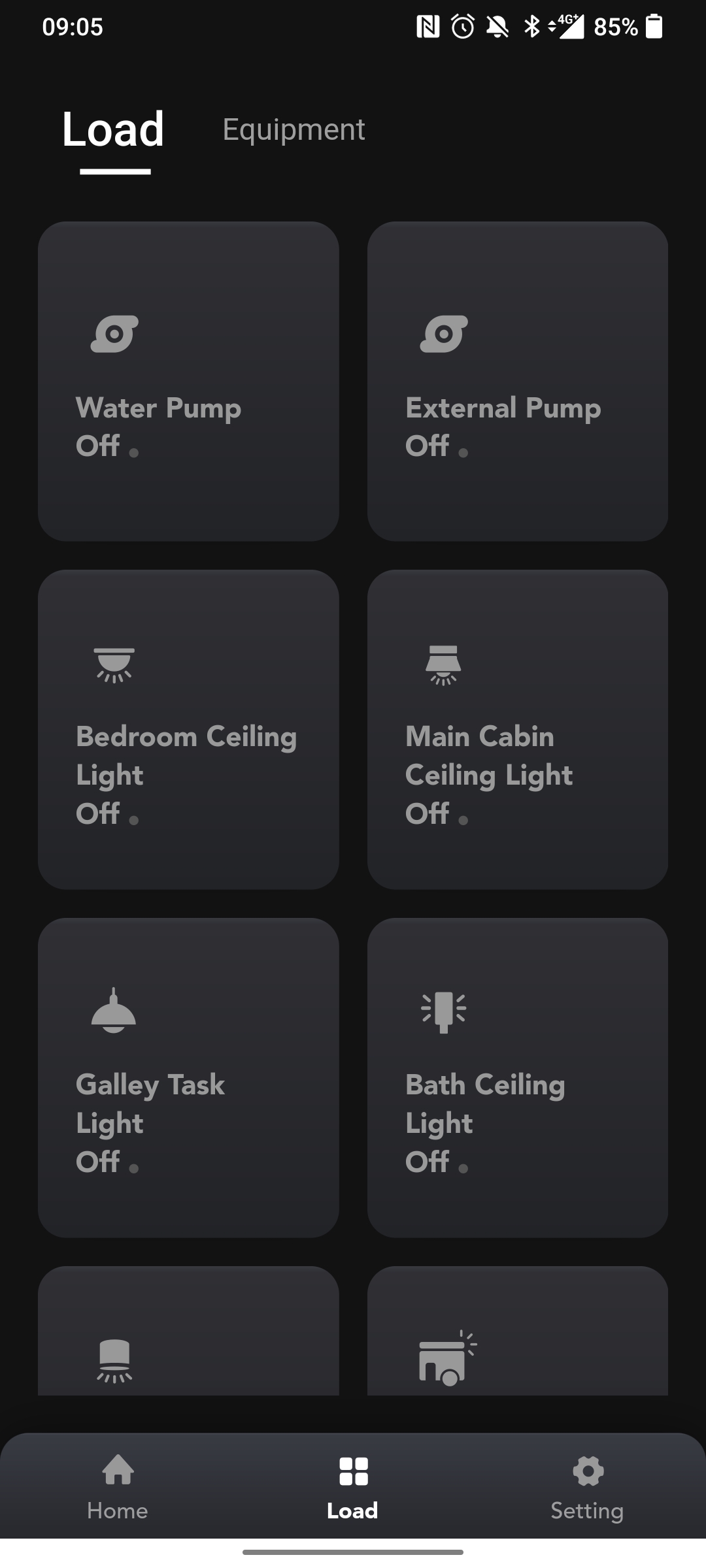 TBB Mezzo App Power Load Page