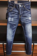 2024 Men's Ripped Jeans Luxury Brand Light Blue Holes Long Jeans Quality Male Stretch Slim Pants Men Skinny Jeans Men Clothing