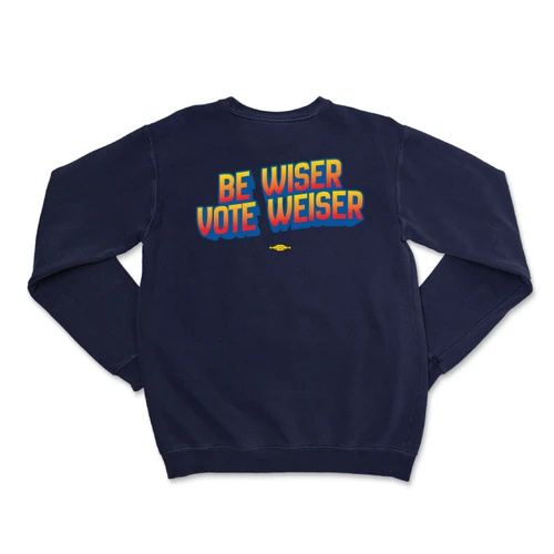 Be Wiser Vote Weiser (Navy Crewneck Sweater)