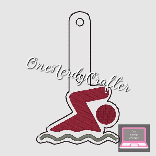 Swimmer / Swimming Snap Tag /Keychain Embroidery Digital Design File