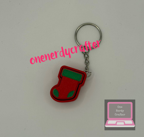 Red Stocking Fidget Clicker Keychain
