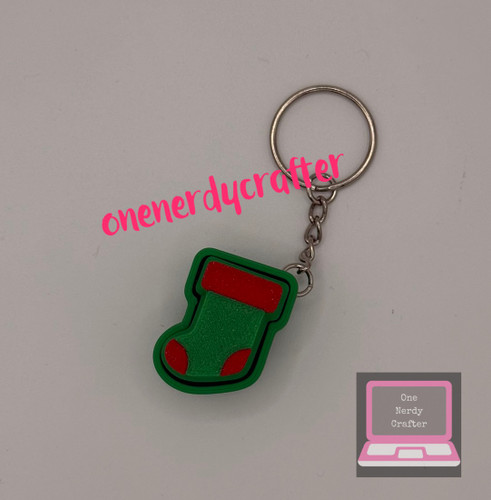 Green Stocking Fidget Clicker Keychain