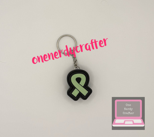 Light Green Ribbon Fidget Clicker Keychain