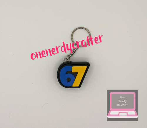 67 Blue & Yellow Fidget Clicker Keychain