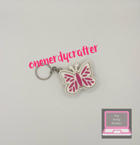 White Butterfly Fidget Clicker Keychain