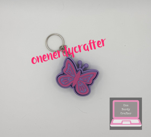 Purple Butterfly Fidget Clicker Keychain
