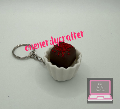 Red Sprinkle Chocolate Fidget Clicker Keychain