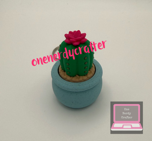 Blooming Cactus Fidget Clicker Keychain
