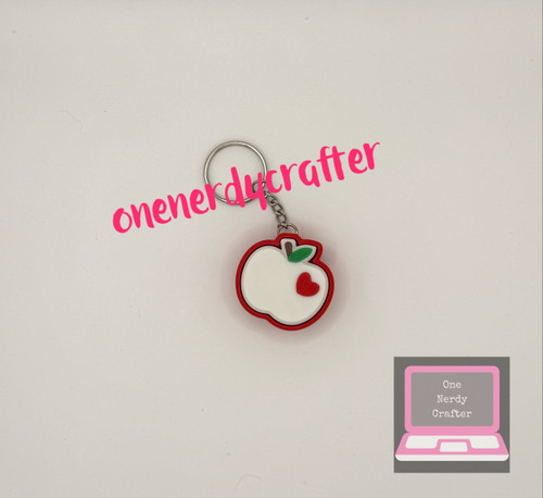 White Apple Fidget Clicker Keychain