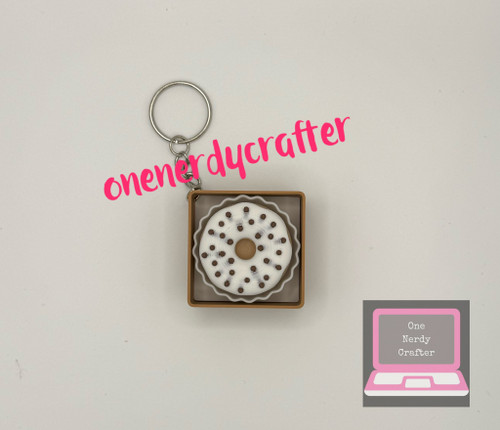White with Chocolate Chips Donut Fidget Clicker Keychain