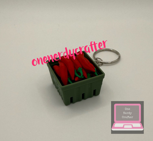 Chili Pepper Basket Fidget Clicker Keychain