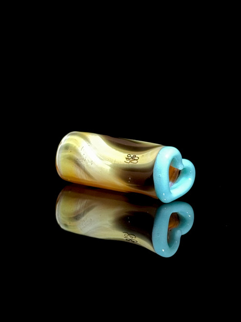 Sakibomb Glass - Leopard Heart Tip Teal 13.5mm