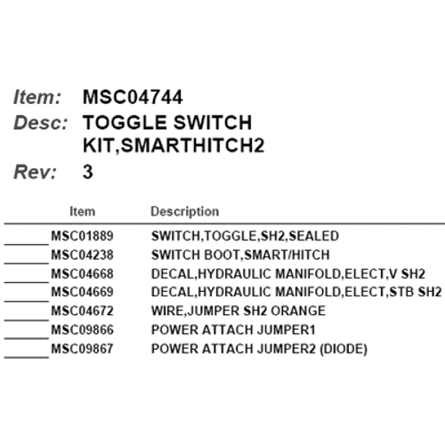 Light Toggle Switch Kit, Smart Hitch II Boss MSC04744