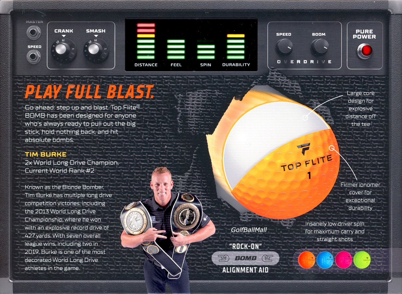 Top Flite BOMB Blue Color Blast Golf Balls GolfBallMall