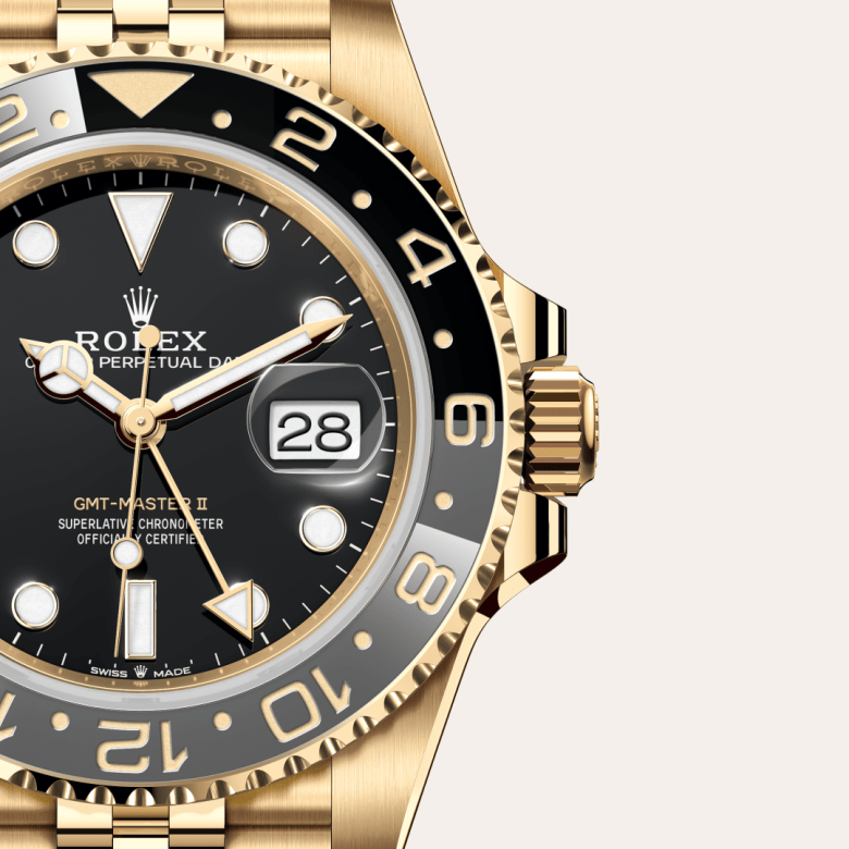 rolex GMT-Master II in 18 ct yellow gold, M126718GRNR-0001 - Global Watch Company (GWC)
