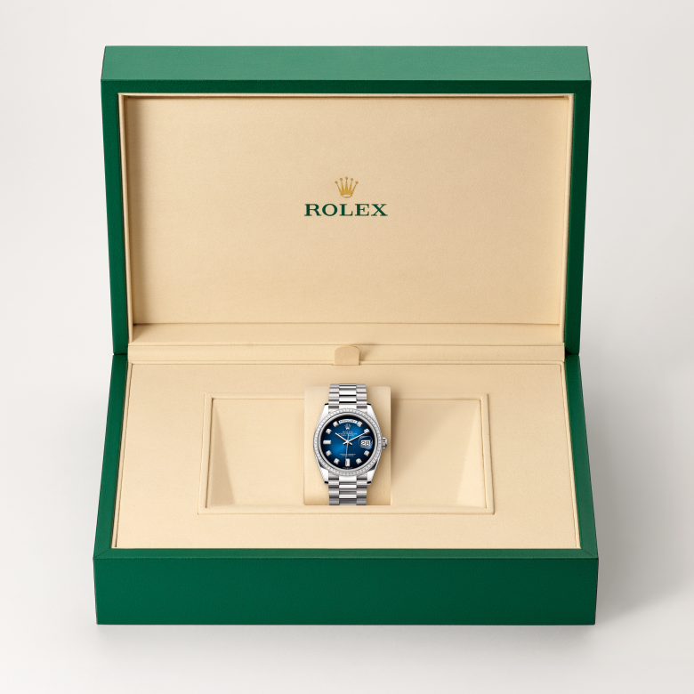 rolex Day-Date in 18 ct white gold, M128399TBR-0007 - Global Watch Company (GWC)