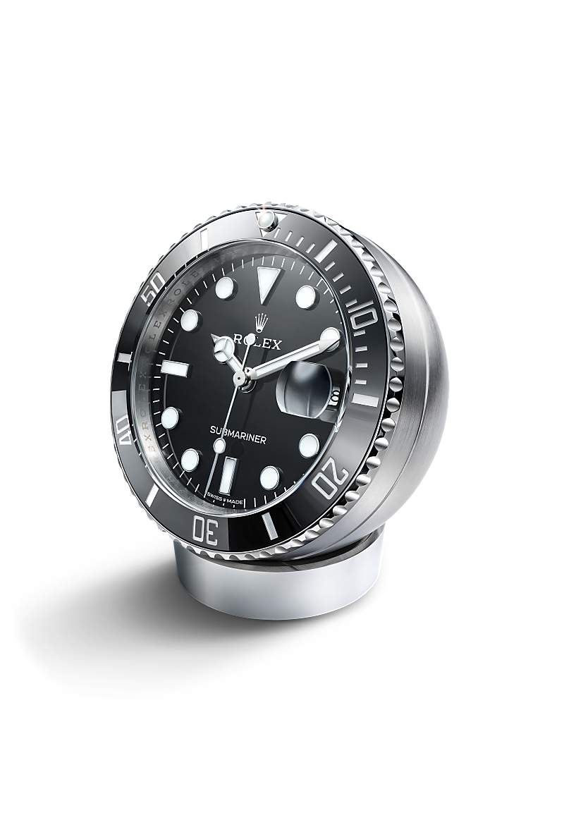 Rolex Submariner Date desk clock in 80 mm, stainless steel, C909010LN-0001 at Global Watch Company (GWC)