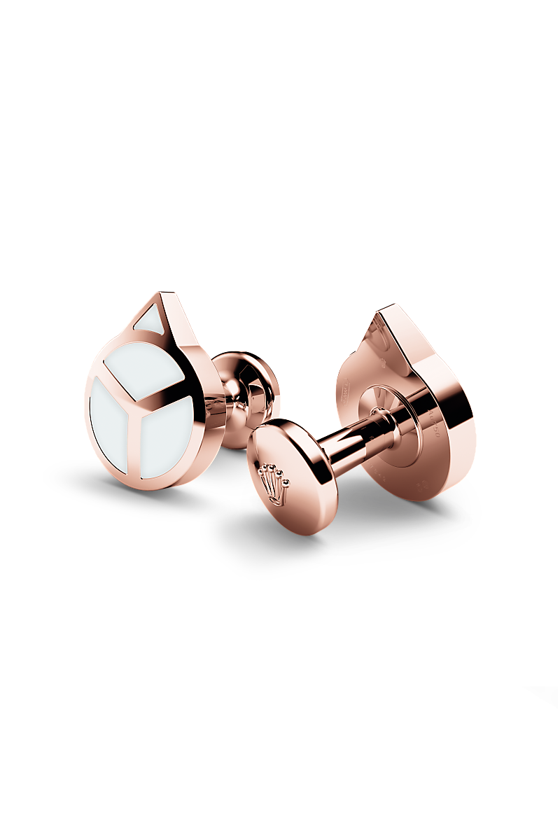 Rolex ‘Hand’ cufflinks in Everose gold and luminescent material, A1025 at Global Watch Company (GWC)
