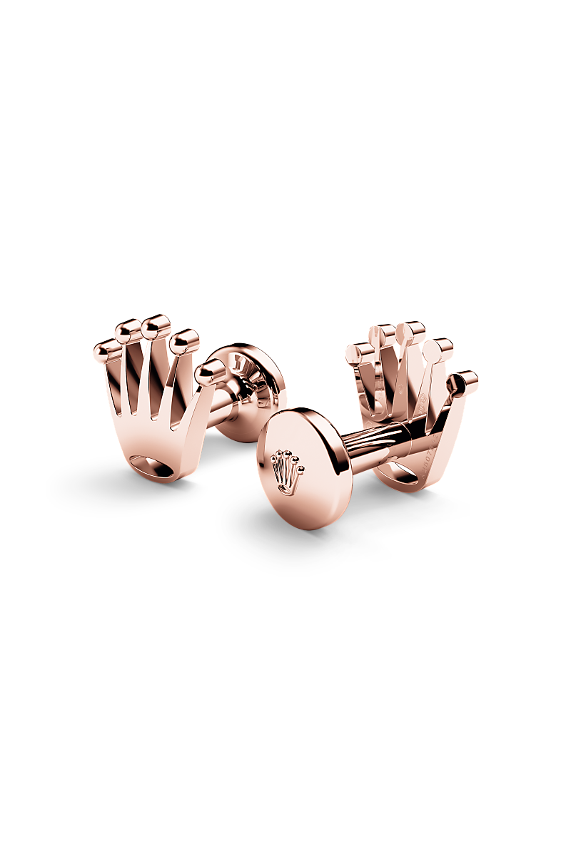 Rolex ‘Crown’ cufflinks in Everose gold, A1015 at Global Watch Company (GWC)