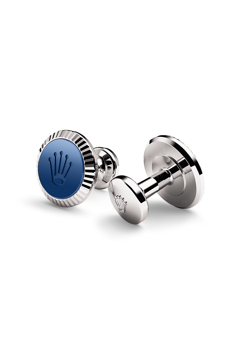 Rolex ‘Fluted’ cufflinks in White gold and ceramic, A1039 at Global Watch Company (GWC)