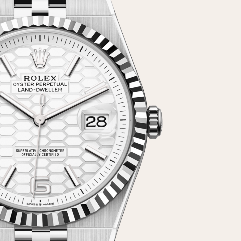 Rolex Land-Dweller in White Rolesor - combination of Oystersteel and white gold, M127334-0001 - Global Watch Company