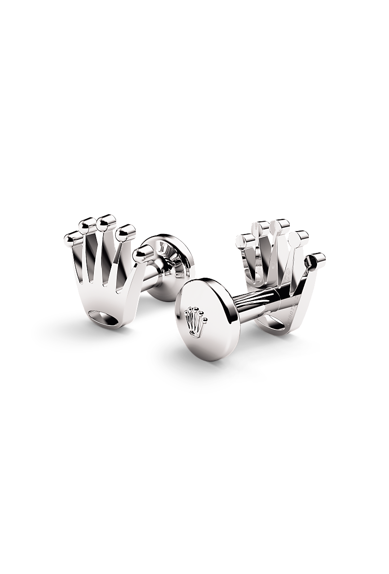 Rolex ‘Crown’ cufflinks in White gold, A1019 at Global Watch Company (GWC)