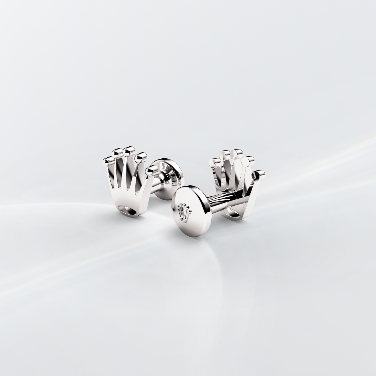 Rolex ‘Crown’ cufflinks in White gold, A1019 at Global Watch Company (GWC)