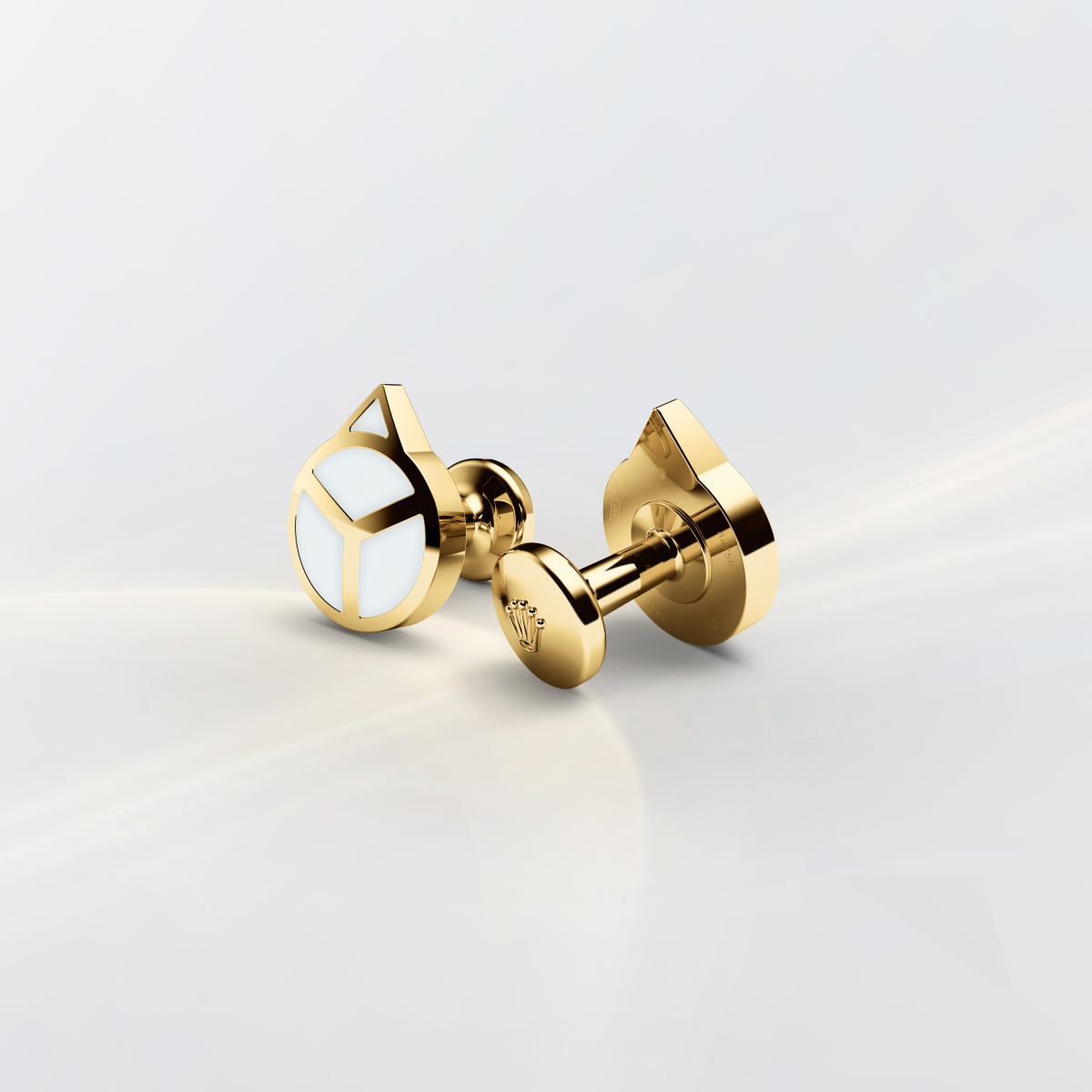 Rolex ‘Hand’ cufflinks in Yellow gold and luminescent material, A1028 at Global Watch Company (GWC)