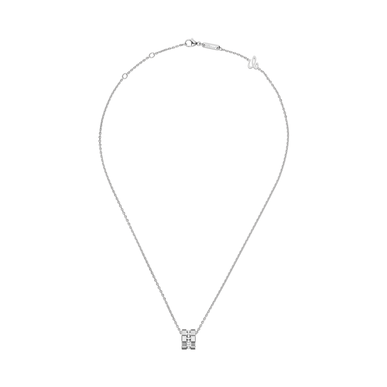 Chopard - Diamond Pendant Ice Cube 797005-1003 laid flat closed and curved view