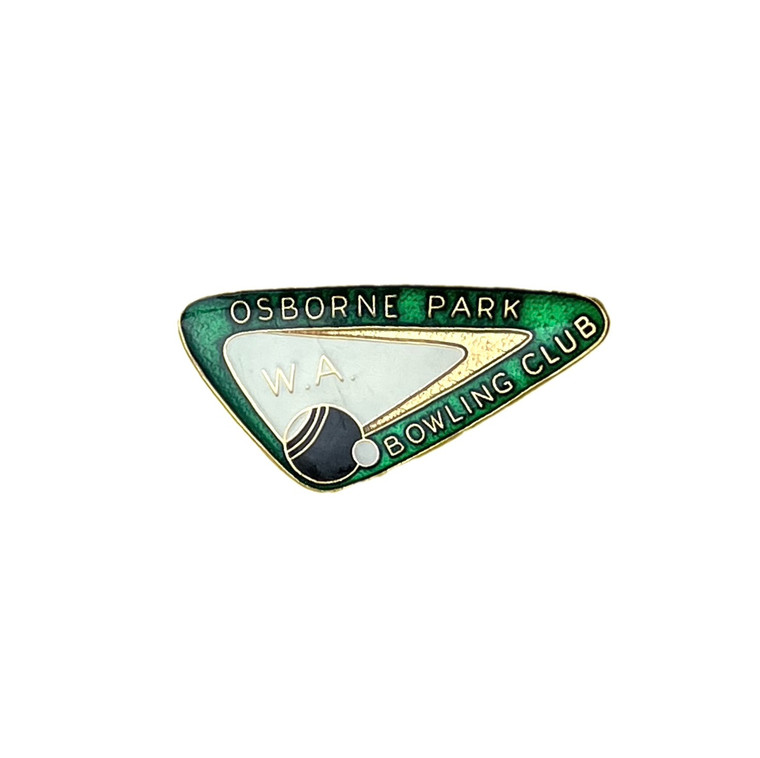 vintage triangular pin for Western Australia's Osborne Park Bowling Club.