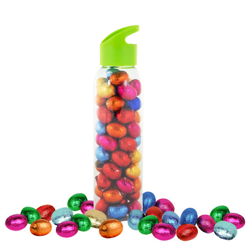 Handige waterfles gevuld met Chocolade Paaseitjes - Paasattentie