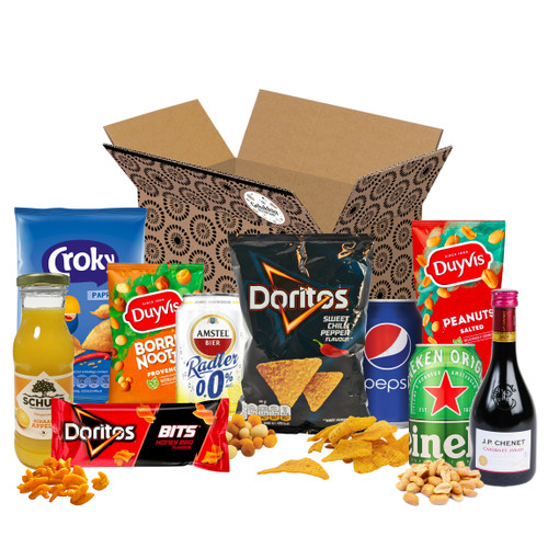 Relatiegeschenk Nieuwjaar - borrelbox met o.a. flesje wijn