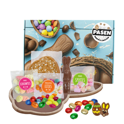 Brievenbusgeschikt met o.a. Houten Haasschaal - Paasattentie