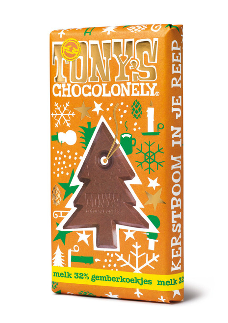 Tony's Chocolonely Kerstrepen 180 gram (Melk gemberkoekjes) Tony's Chocolonely Kerstrepen 180 gram (Melk gemberkoekjes)