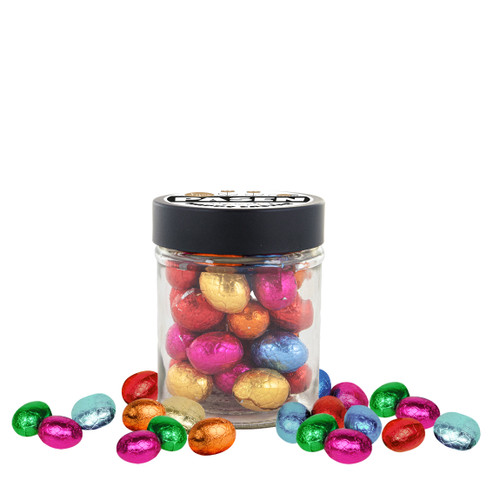 Voorraadpot van glas met chocolade Paaseitjes - Paasattentie