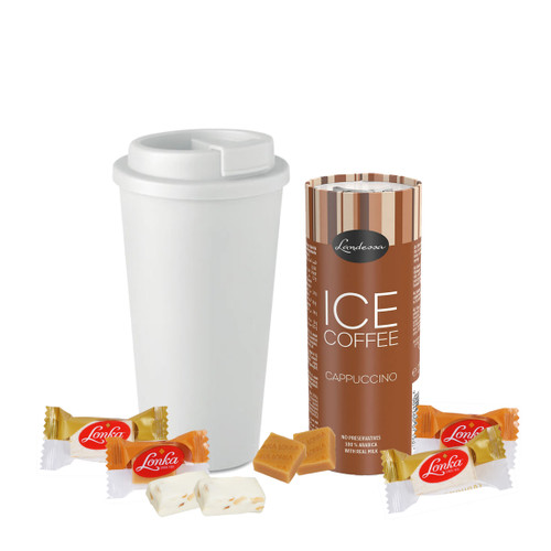 To go beker met ijskoffie, fudge en nougat - Paasattentie