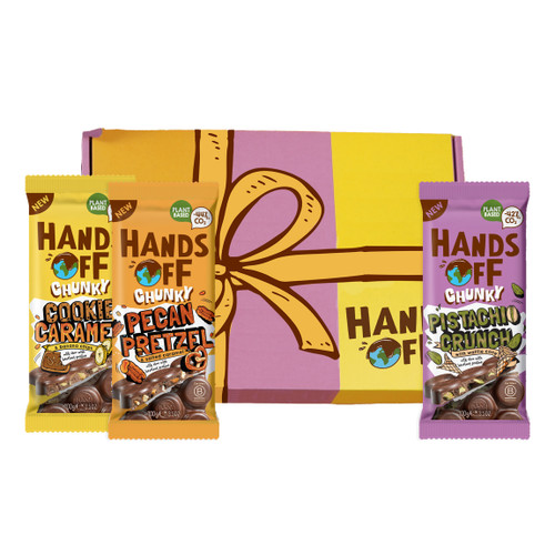 Feestelijke Hands Off chunky cadeaudoos gevuld met 3 chunky repen - Paasattentie