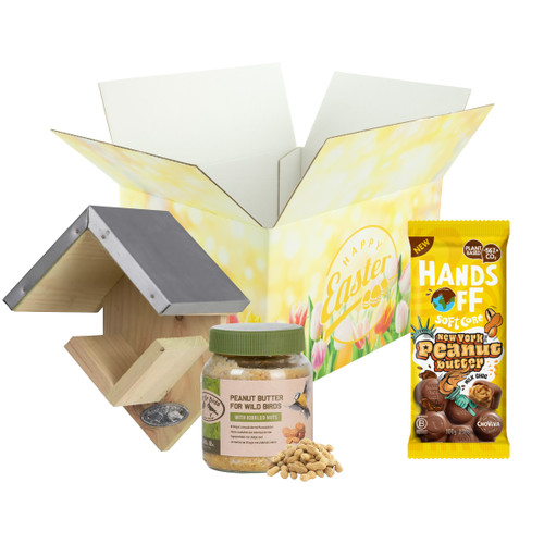 Uniek Paasdoosje gevuld met o.a. een Pindakaashuisje