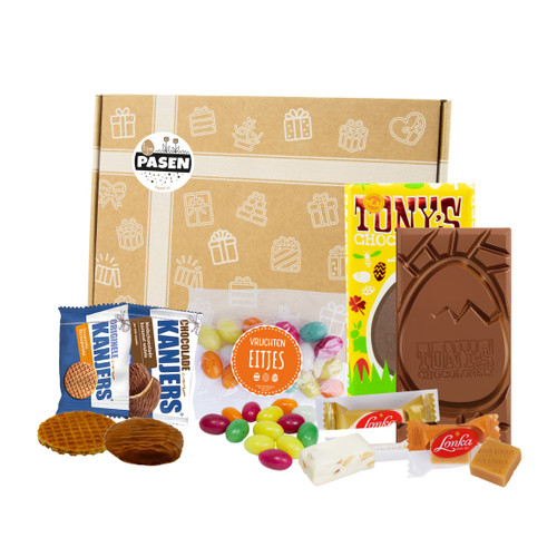 Brievenbusgeschikt met o.a. Tony's chocolonely - Paasattentie