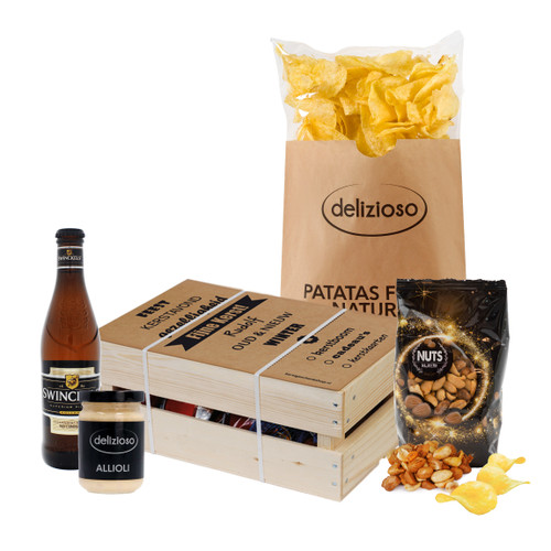 Kerstcadeau - Kerst kistje met o.a. flesje bier